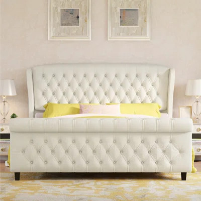 Chenille / Velvet Upholstered Upholstered Sleigh Bed | Wayfair North America