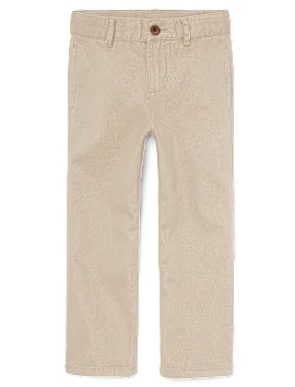 Boys Uniform Twill Woven Stretch Straight Chino Pants - SANDWASH | The Children's Place | The Children's Place