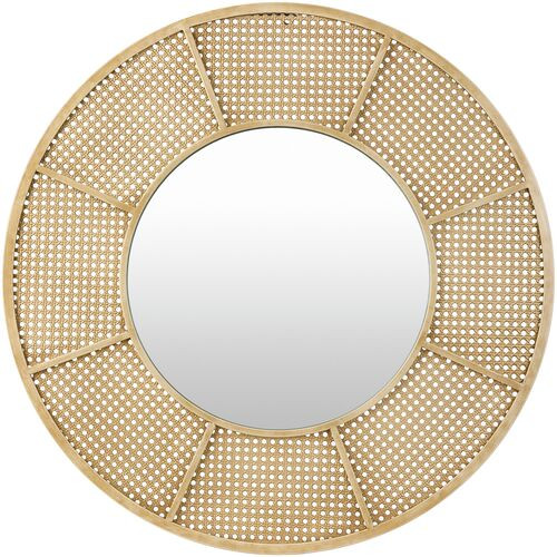 Sansa Round Cane Wall Mirror, Khaki | One Kings Lane