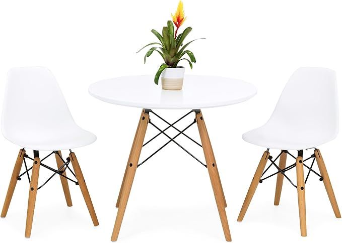 Best Choice Products Kids Mid-Century Modern Dining Room Round Table Set w/ 2 Armless Wood Leg Ch... | Amazon (US)