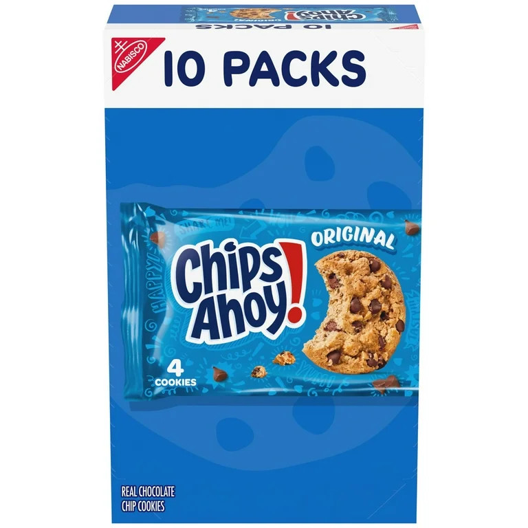 CHIPS AHOY! Original Chocolate Chip Cookies, 10 Snack Packs (4 Cookies Per Pack) | Walmart (US)