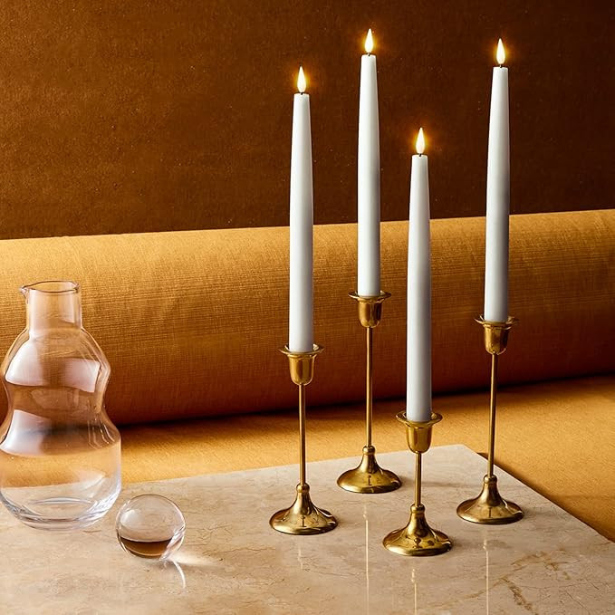 Red Flameless Taper Candles with Remote - 11 Inch LED Candlesticks, Realistic 3D Flame with Wick,... | Amazon (US)