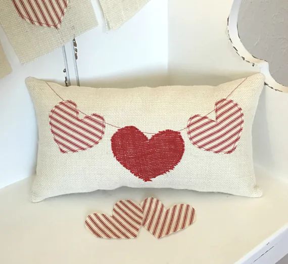 Valentines Day Pillow, Heart Pillow, Valentine Pillow, Farmhouse Pillow, Farmhouse Valentine Deco... | Etsy (US)