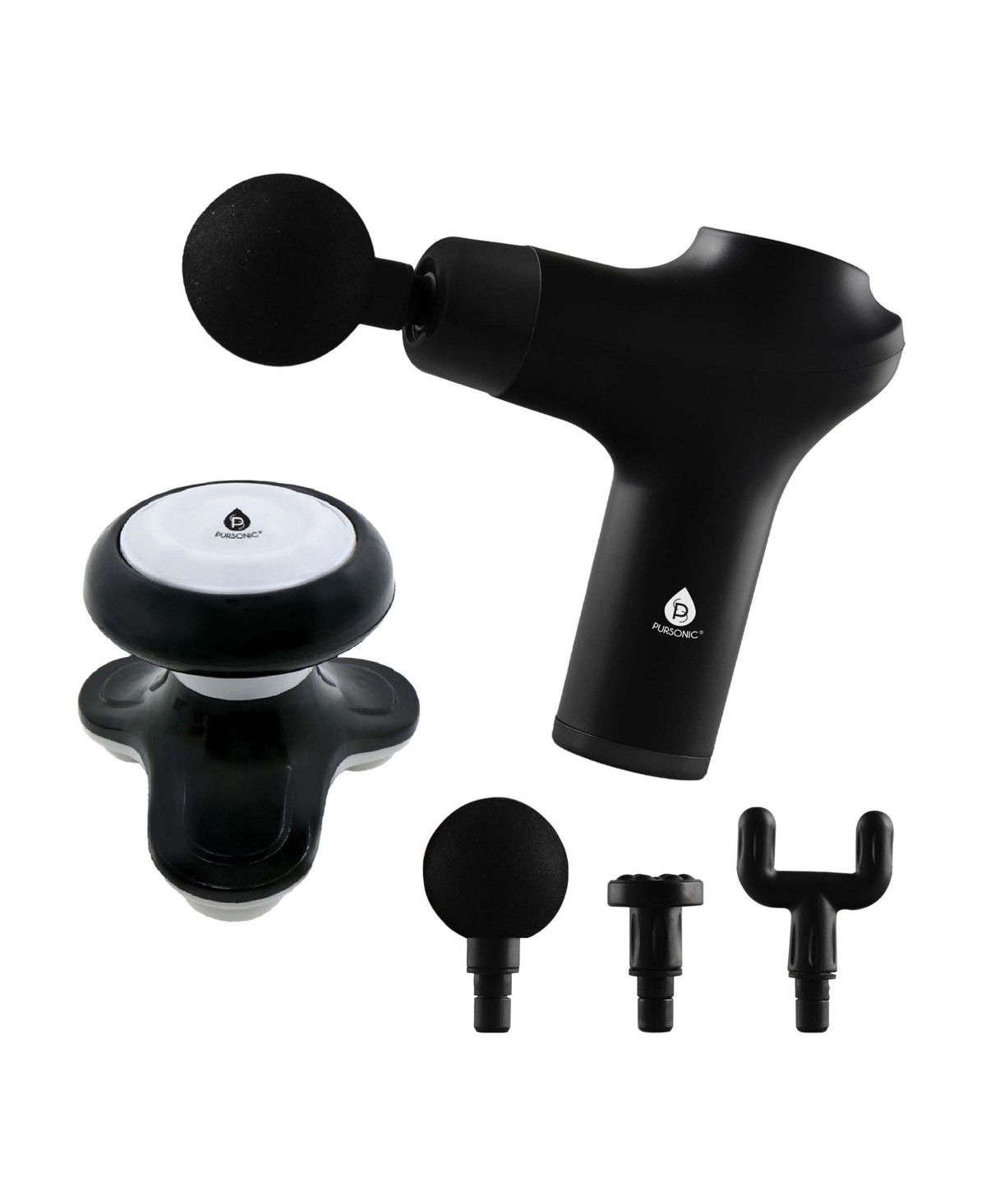 Pursonic Muscle Recovery & Relaxation Power Duo: Massage Gun & Handheld Electric Sport Massager - Black | Macy's