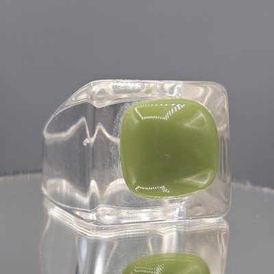 Vintage Lucite Ring Size 8 Chunky Clear Green Dome Dot Mod Retro | eBay | eBay US