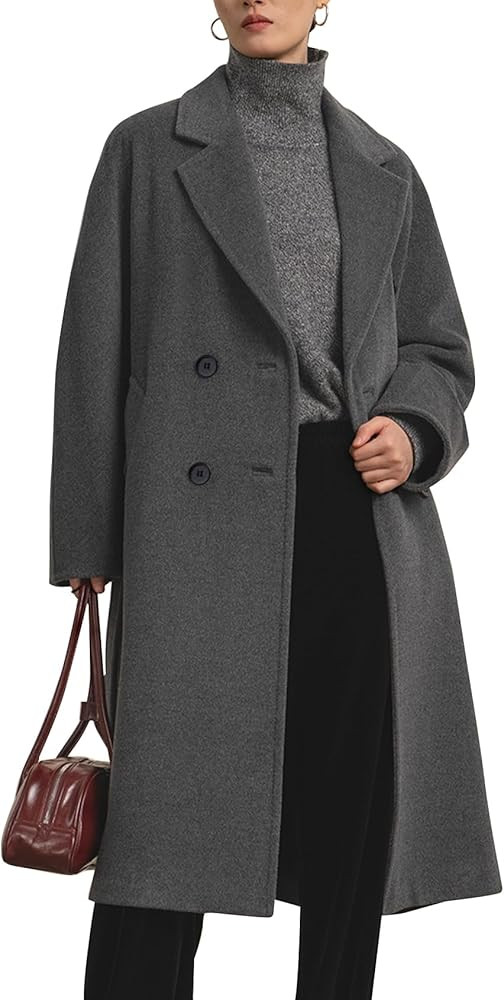 Flygo Womens Long Pea Coat Notch Lapel Double Breasted Trench Coat Fall Winter Overcoat Long Jack... | Amazon (US)