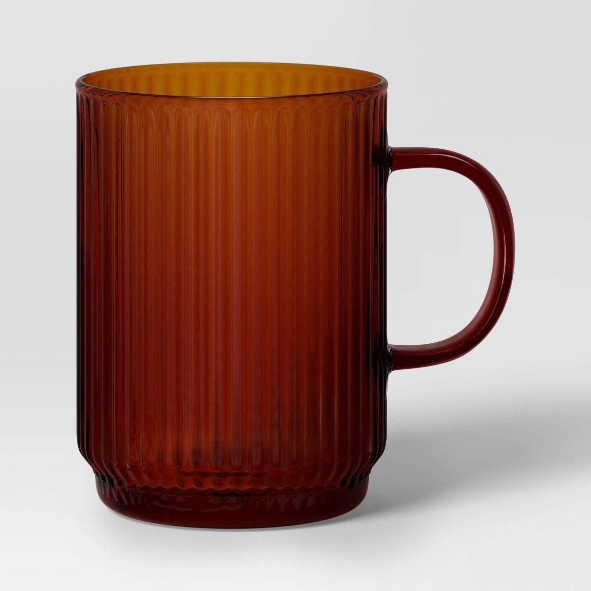 18.5oz Glass Ribbed Mug Brown - Threshold™ | Target