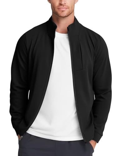 Zengjo Men's Track Jackets Full Zip(Black,L) | Amazon (US)