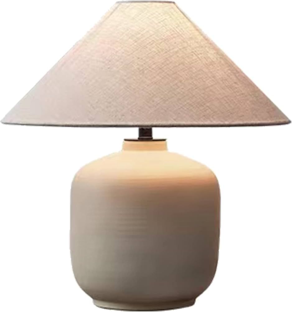 PURESILKS Modern Minimalist Table Lamps, Rustic Farmhouse Ceramic Table Lamp, 16.53" Tall Desk La... | Amazon (US)