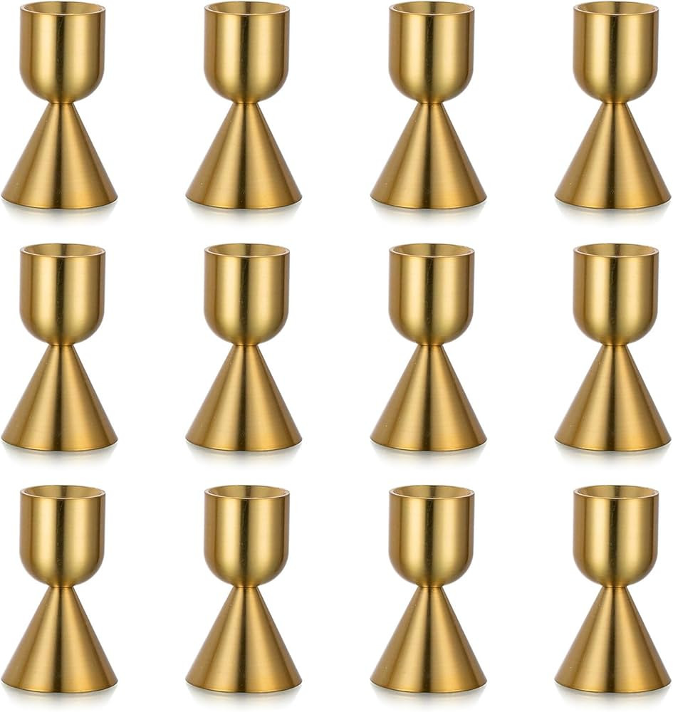 NUPTIO Gold Candlestick Holder Bulk: 12 Pcs Taper Candlesticks Holders for Tapered Candles Small ... | Amazon (US)