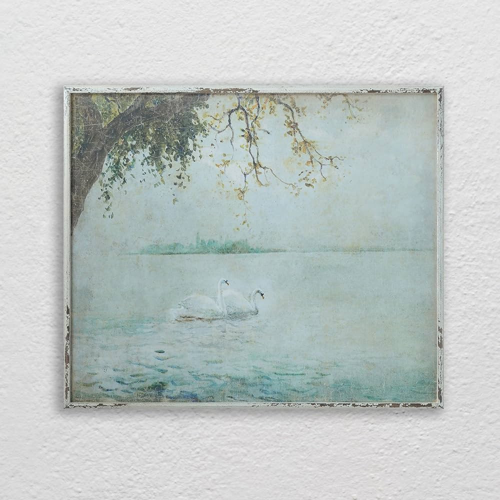 Vintage Swans Wood Framed Wall Décor | Amazon (US)