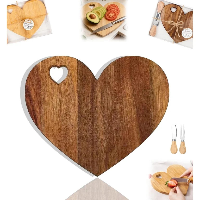 Heart Shaped Cutting Board Wood, New Valentine Heart Charcuterie Board Set, DIY Graffiti Acacia B... | Walmart (US)