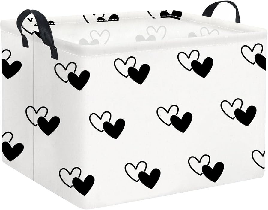 HIYAGON Rectangular Valentines Basket Love Heart Basket Empty Baby Girl Basket Kids Storage Bin B... | Amazon (US)