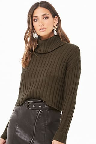 Ribbed Turtleneck Cropped Sweater | Forever 21 (US)