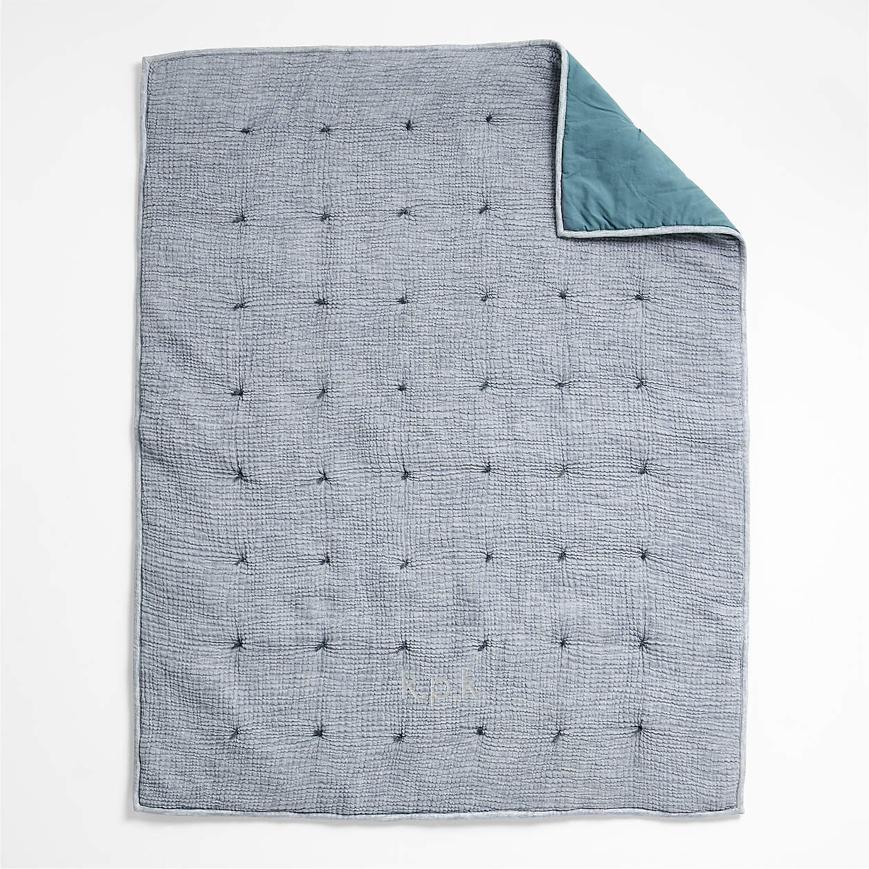 Aire Washable Blue Baby Crib Hand-Quilted Comforter + Reviews | Crate & Kids | Crate & Barrel