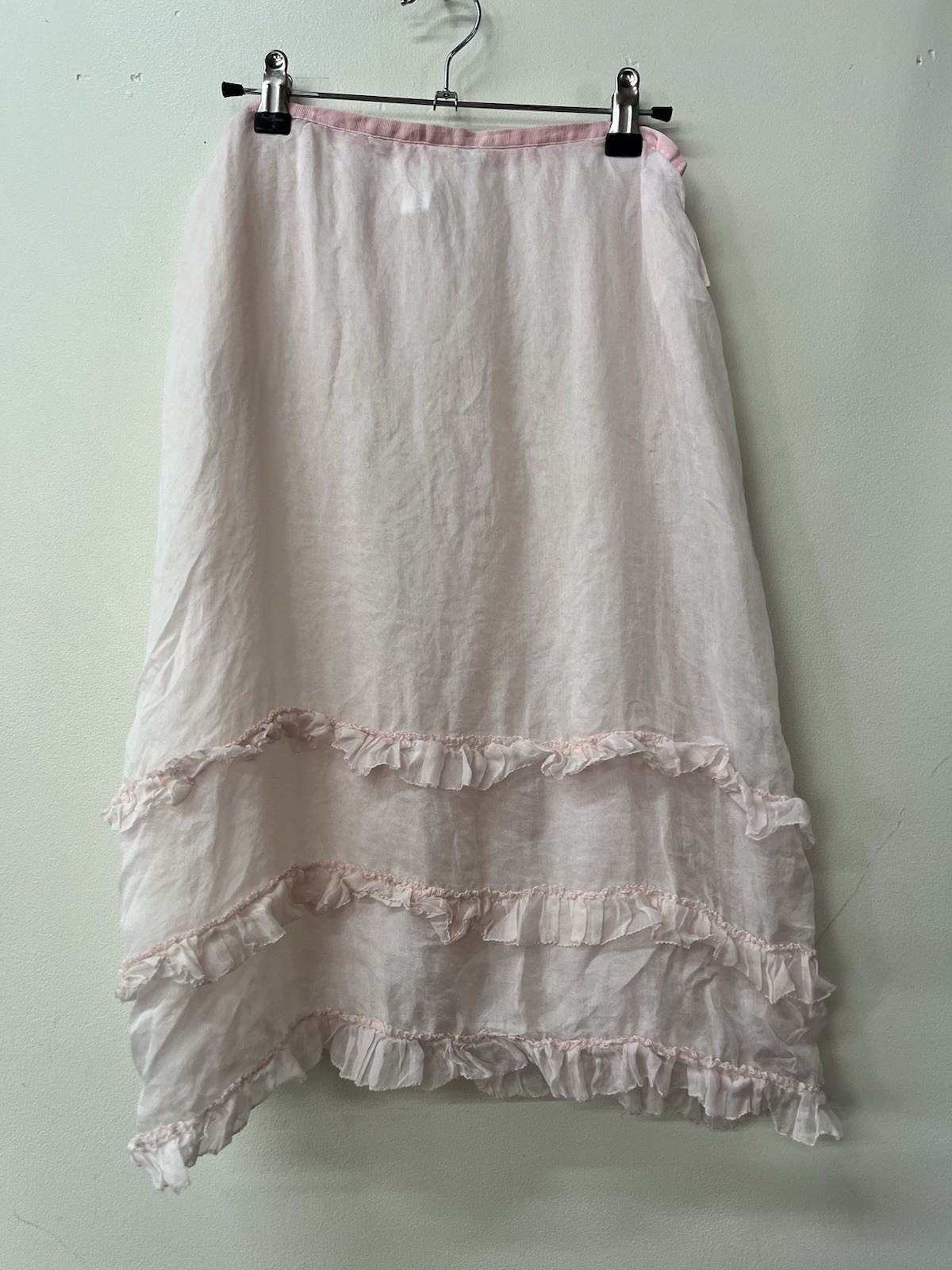 DKNY Pure Silk Ruffle Pink Sheer Skirt Vintage Whimsy Kawaii Romantic Y2K | eBay US