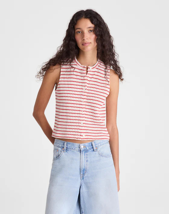 Textured-Knit  Button-Front Shell Top | Madewell