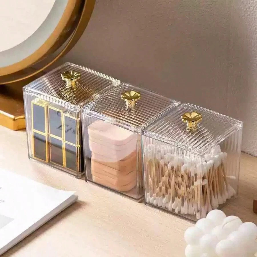 1/3 pcs organizador multiuso porta algodão cotonete acessórios para cabelo, joias com tampa Acr... | SHEIN