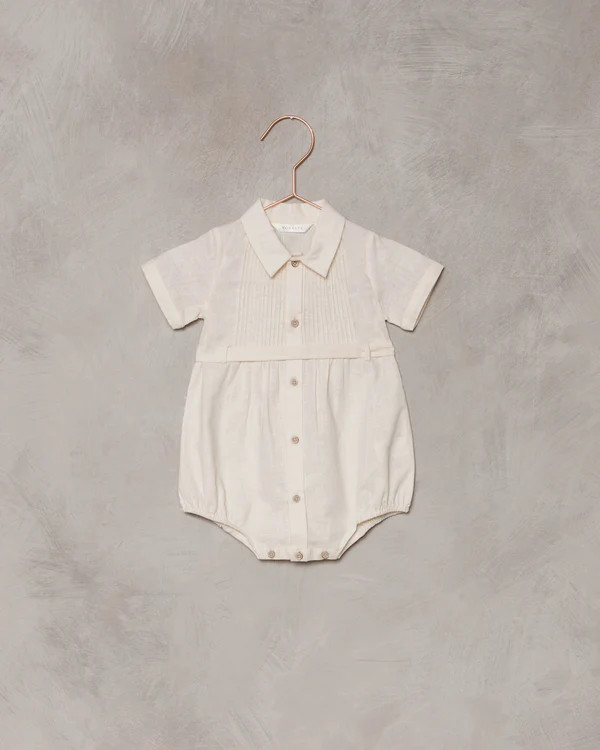 belted henry romper | ivory | Noralee