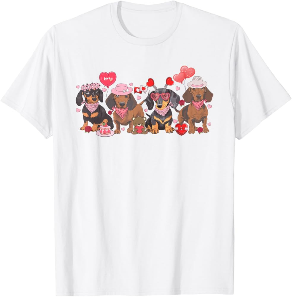 Women Dachshund Valentine’s Day Sausage Dog Bandana Bib T-Shirt | Amazon (US)