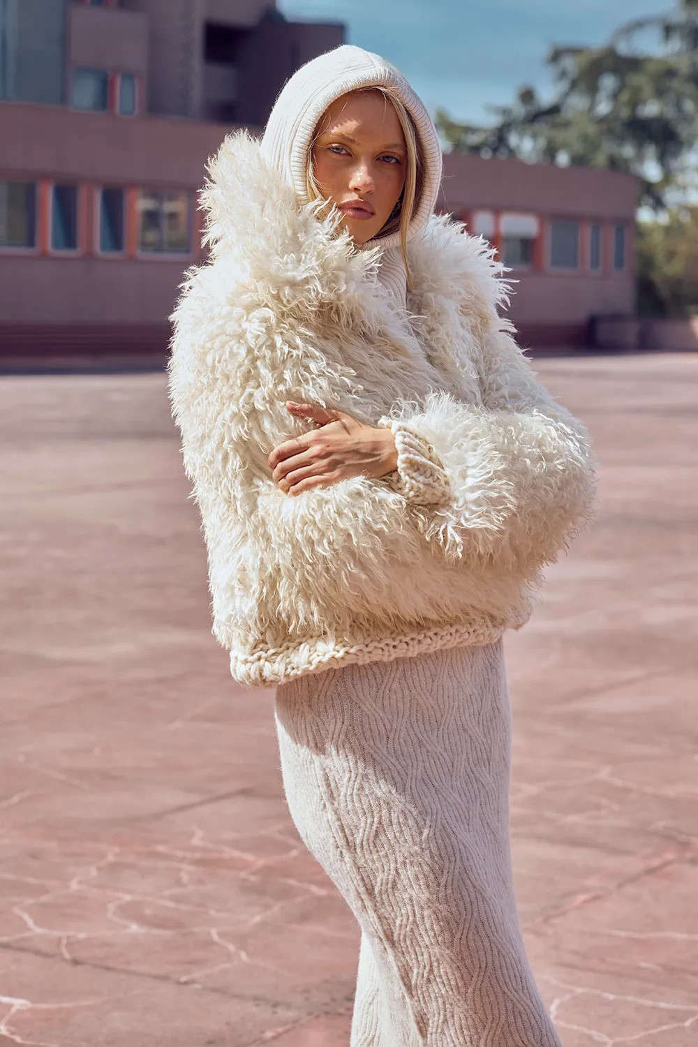 Shaggy Fur Short Coat With clasps | boohoo (US & Canada)