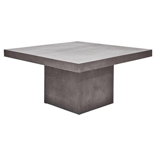 Lydia Modern Grey Concrete Square Block Outdoor Dining Table - 59"W | Kathy Kuo Home