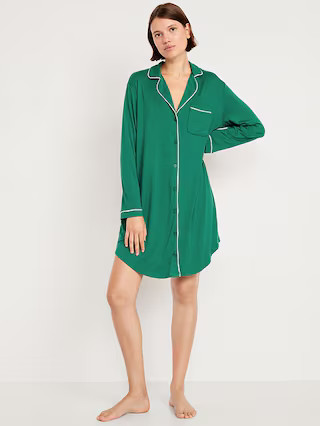 Long-Sleeve Knit Sleep Shirt | Old Navy (US)