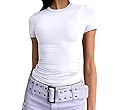 Abardsion Women's Casual Basic Going Out Crop Tops Slim Fit Short Sleeve Crew Neck Tight T Shirts | Amazon (US)