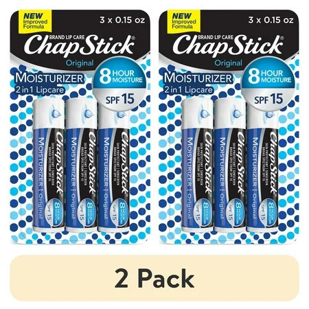 (2 pack) ChapStick Moisturizer Original Lip Balm Tubes - 0.15 Oz (Pack of 3) | Walmart (US)
