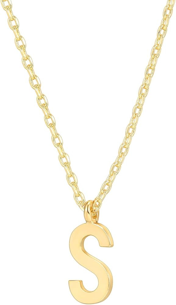 PAVOI 14K Gold Plated Initial Necklace | Letter Necklaces for Women | Amazon (US)