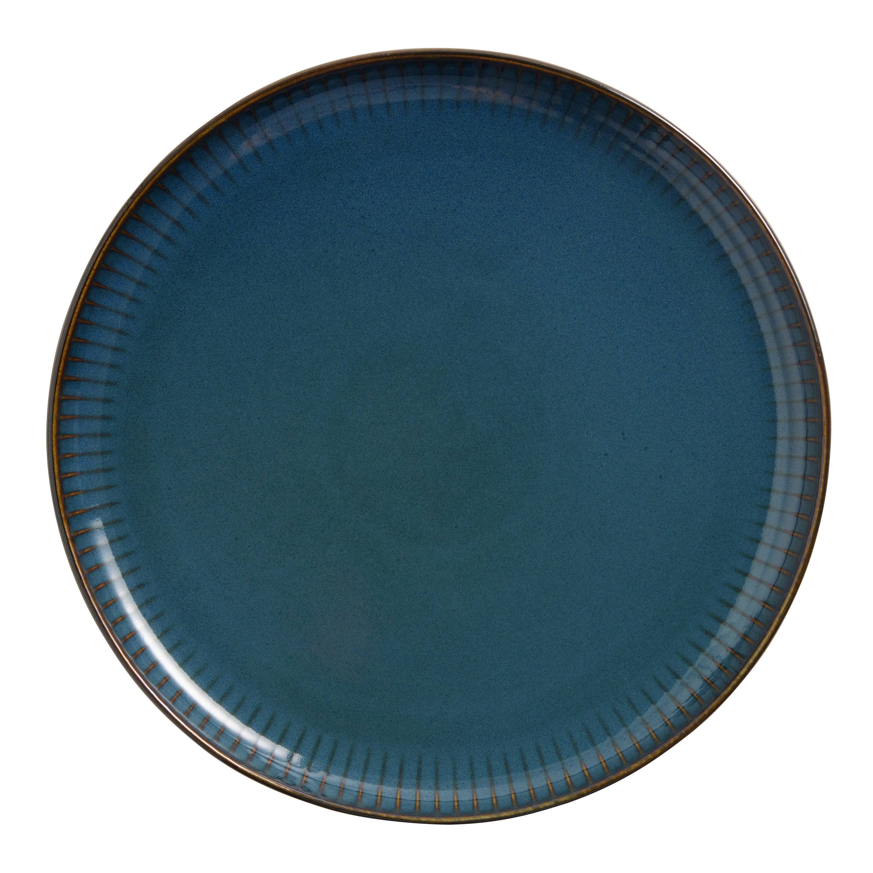 Blue Reactive Glaze Ribbed Dinner Plate | World Market