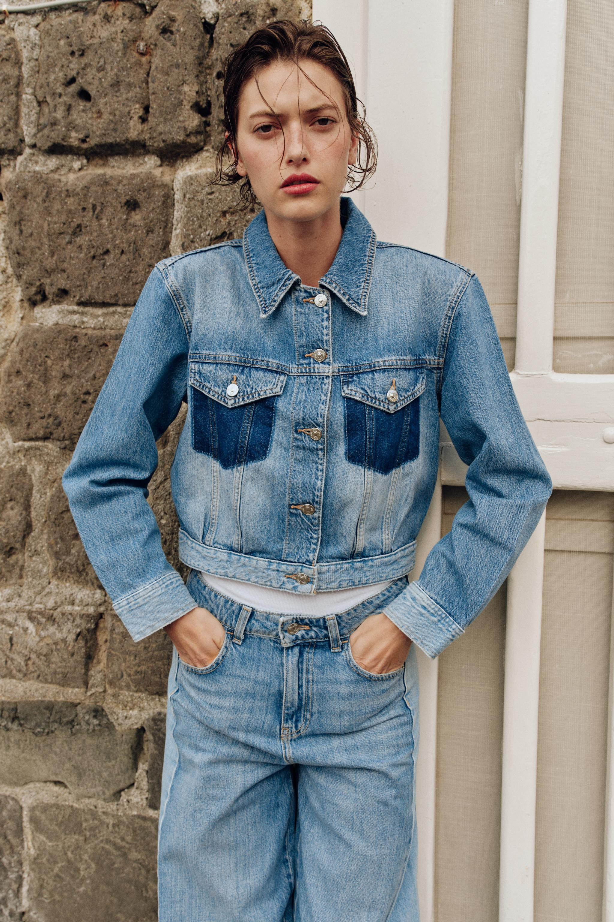 Z1975 CONTRASTING SHORT DENIM JACKET | Zara Canada
