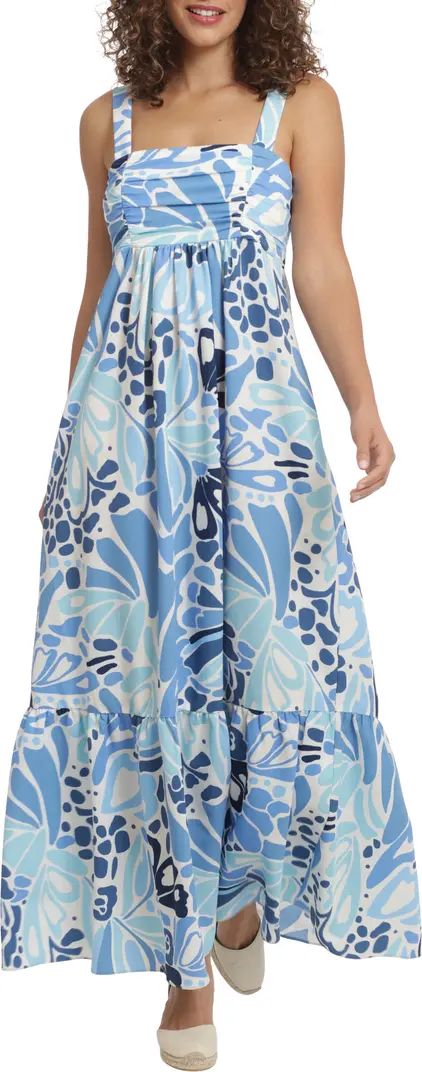 Print Shirred Bodice Tiered Maxi Dress | Nordstrom Rack