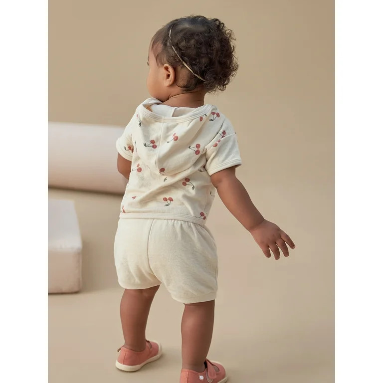 Modern Moments by Gerber Baby Neutral Organic Hooded Short Sleeve Top, Sizes 0/3 Months - 24 Mont... | Walmart (US)