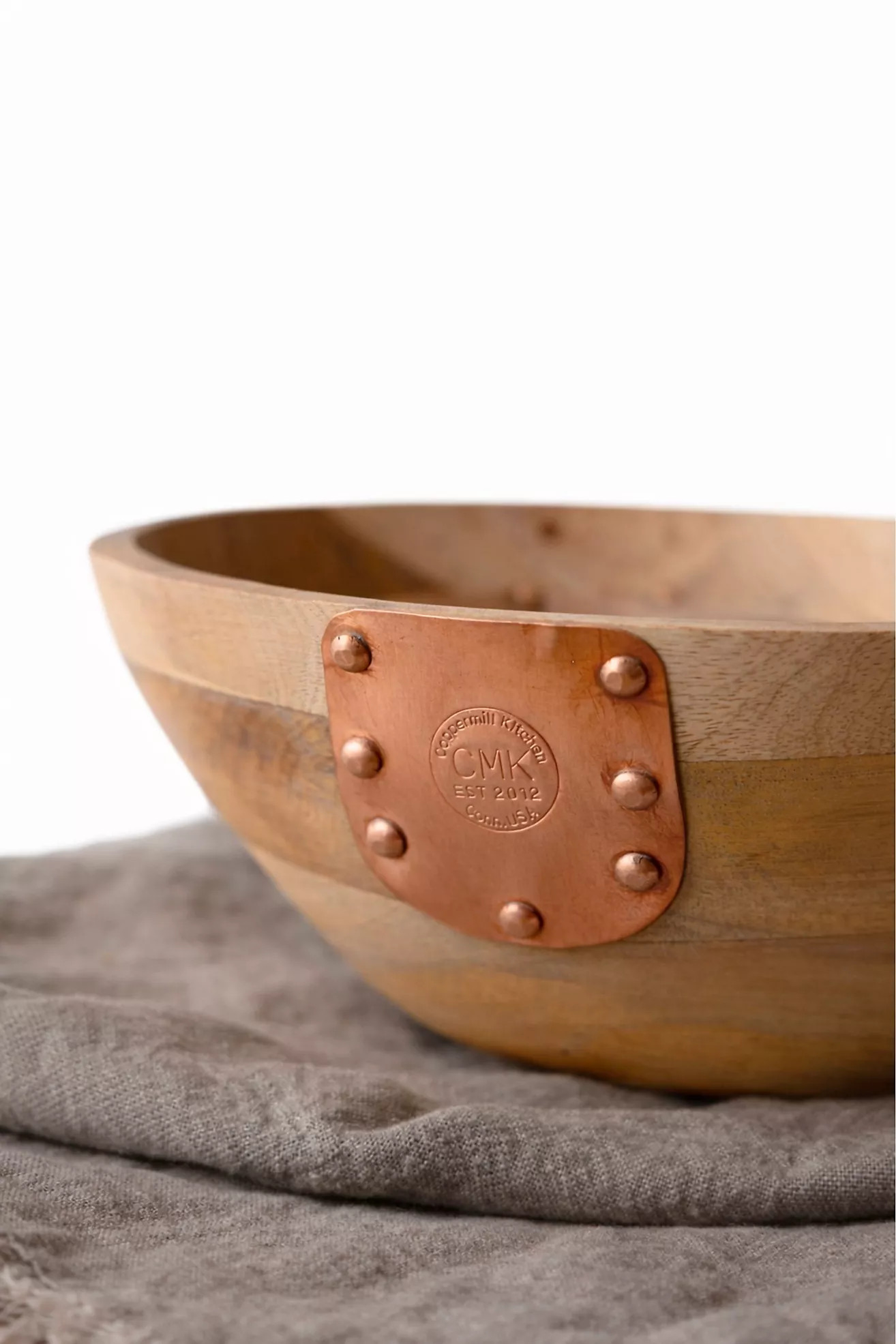 Coppermill Kitchen Vintage Inspired Wooden Serving Bowl with Copper Details | Anthropologie (US)