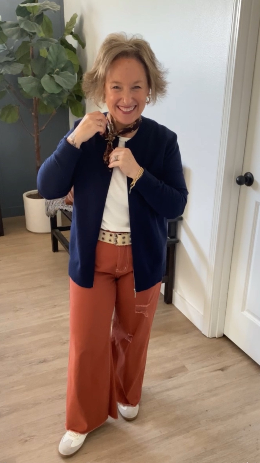 Elevated basics with a twist. Zipped-up sweater, perfect fit T, low profile sneakers, distressed jeans and a pop of color on my neckerchief to tie it all together !

#LTKFindsUnder50 #LTKPetite #LTKStyleTip