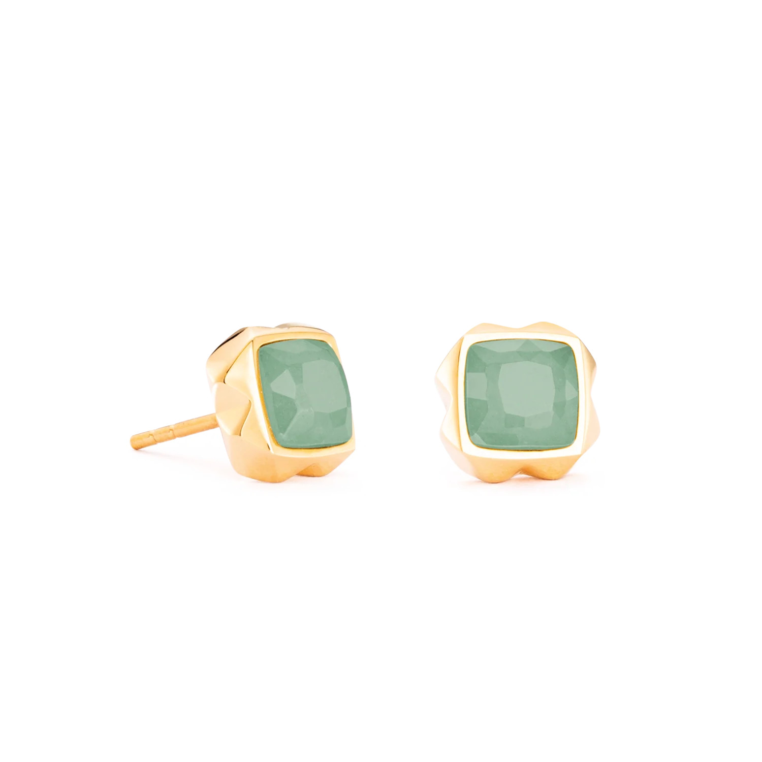 Earrings Spikes Square Aventurine gold-green | Coeur de Lion