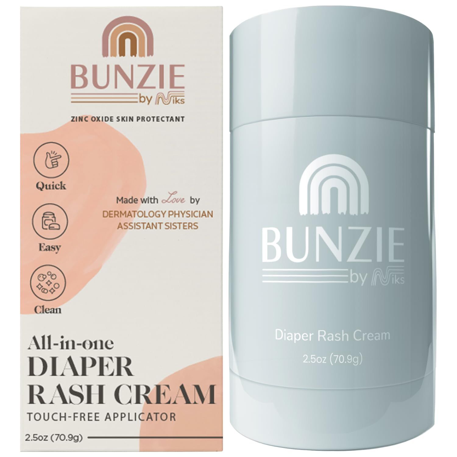 Bunzie Touch-Free Diaper Rash Cream with Applicator - Butt Cream for Baby Rash with Zinc Oxide Tr... | Amazon (US)
