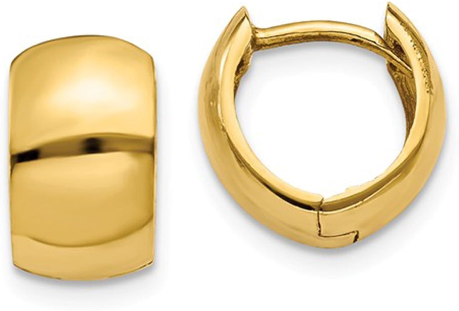 Tiny 14K Gold Wide Hinged Huggie Hoop Earrings .40 in (10mm) (6mm Wide) | Amazon (US)