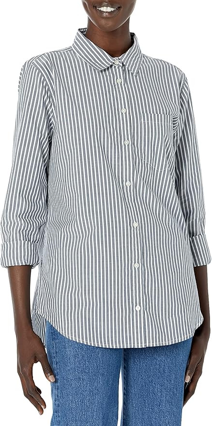 Amazon Essentials Women's Classic-Fit Long-Sleeve Button-Down Poplin Shirt | Amazon (US)