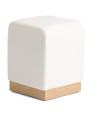 18in Boucle Ottoman With Wooden Base | TJ Maxx