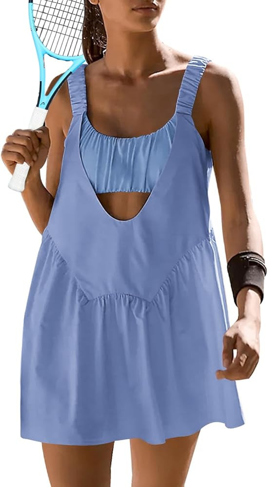 Sexyasasii Women Tennis Dress with Built in Shorts and Bra Sleeveless Casual Backless Golf Dress ... | Amazon (US)