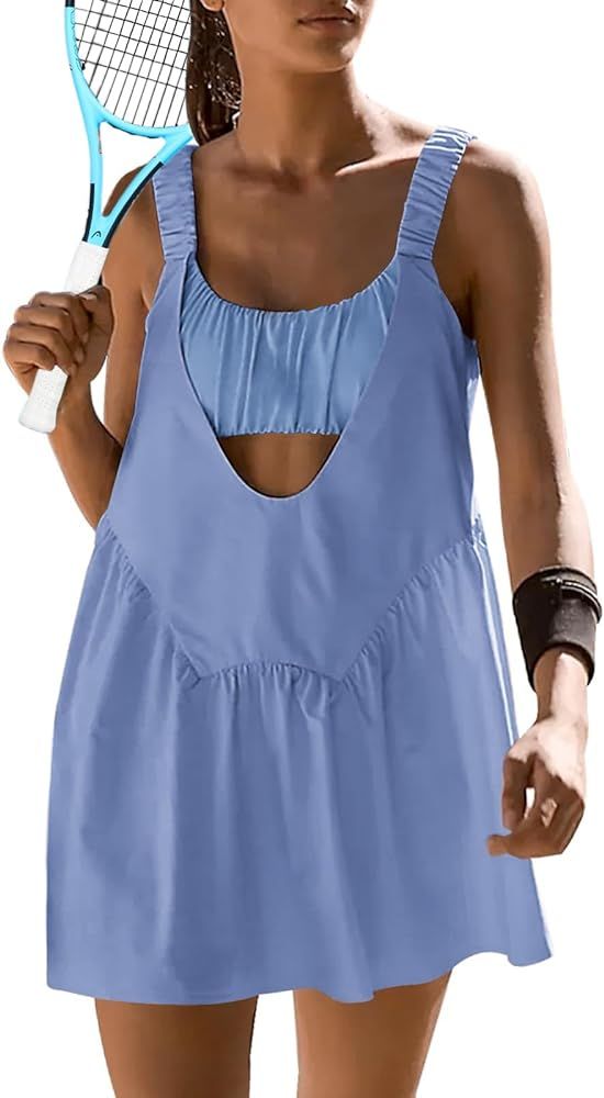 Sexyasasii Women Tennis Dress with Built in Shorts and Bra Sleeveless Casual Backless Golf Dress ... | Amazon (US)