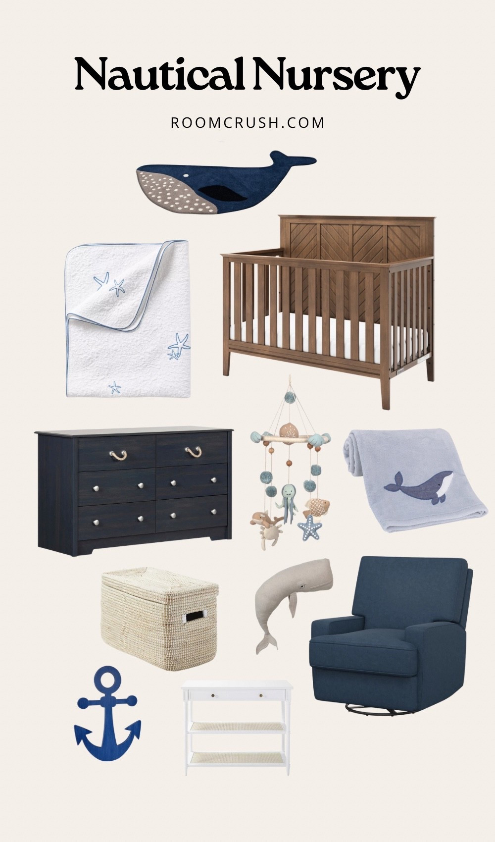 Creating a nautical nursery? This shopping guide has everything you need to bring the theme to life. From furniture to wall decor, textiles, lighting, and storage, I’ve curated the best coastal-inspired finds to help you decorate your baby’s room with ease. 

Think soft ocean colors, crisp navy and white stripes, natural textures, and charming anchor and sailboat details. This guide takes the guesswork out of shopping by listing must-have items for a nautical nursery, including cribs, dressers, gliders, mobiles, rugs, lamps, wall art, and accessories. 

Whether you’re designing a room for a baby boy or keeping it gender-neutral, these handpicked pieces will give you a beautiful ocean nursery filled with charm. 

#nautical #babyroom #homedecor

#LTKHome #LTKBaby #LTKFindsUnder50