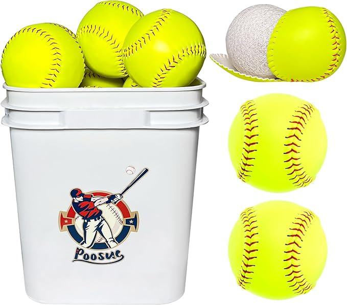 11 Inch Bucket of 16 Softballs - Training Fastpitch Softballs for Girls - Solid Cork Center - Pre... | Amazon (US)