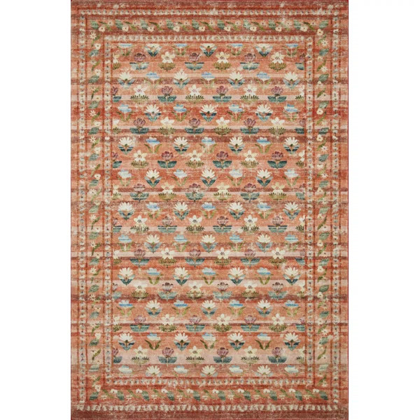 Rifle Paper Co. x Loloi Courtyard Terracotta Area Rug feat. CloudPile | Wayfair North America