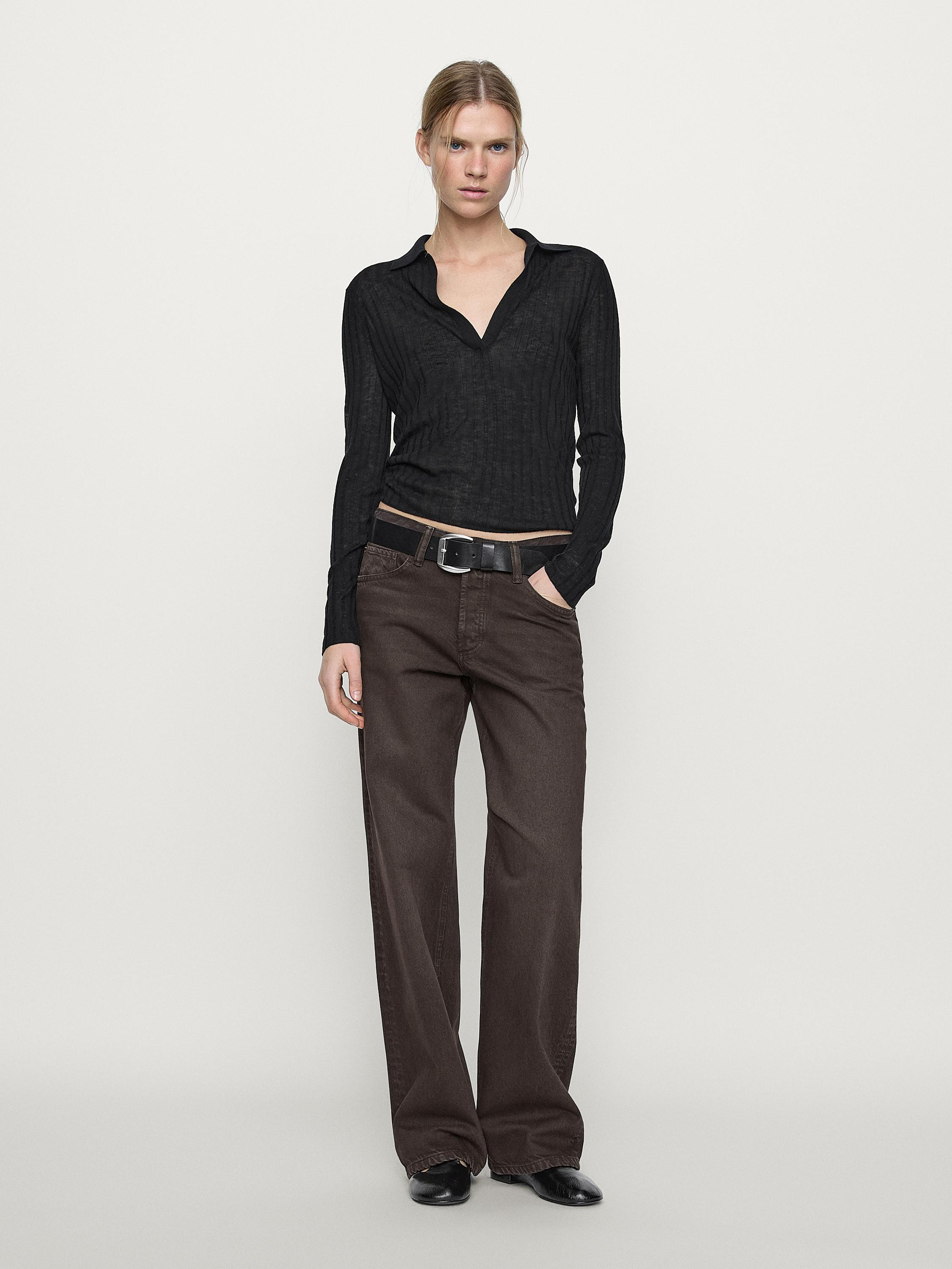 Mid-waist wide-leg jeans | Massimo Dutti UK