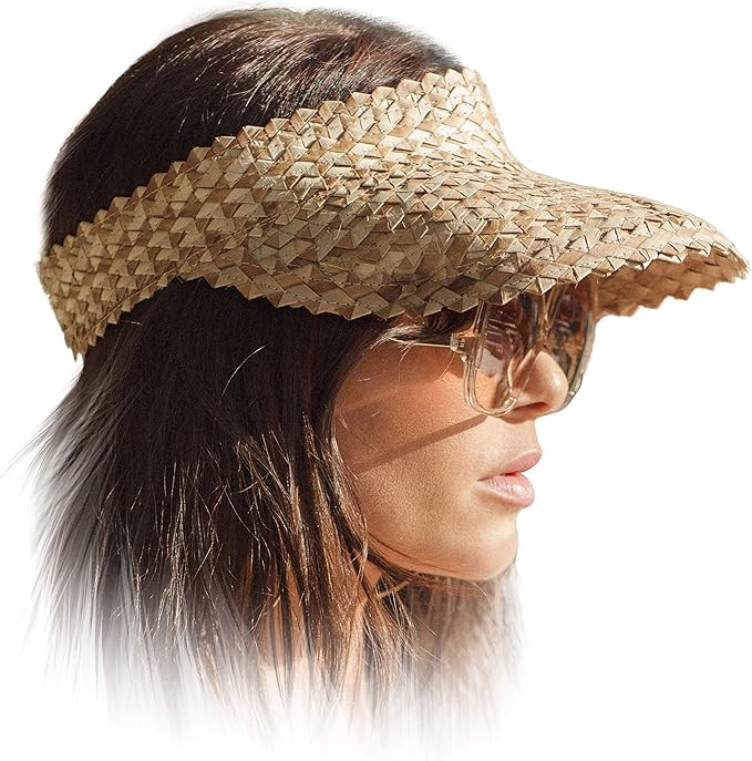 Sun Visor Hat Women, Straw Summer Beach Hats Wide Brim Outdoor Camping Hiking | Amazon (US)