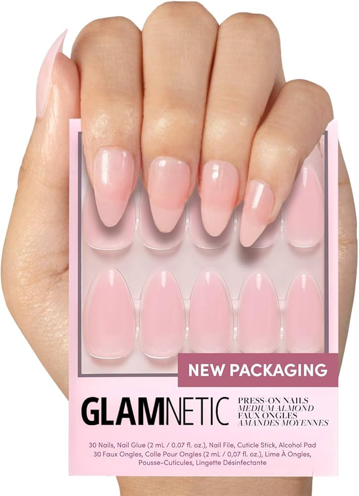 Glamnetic Press On Nails - Cloud 9 | Jelly UV Finish Medium Pointed Almond Shape, Reusable Pink N... | Amazon (CA)