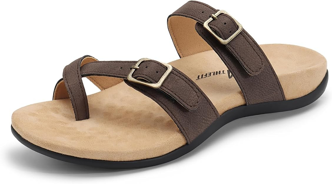 Athlefit Orthopedic Sandals for Women with Arch Support Adjustable Comfort Walking Orthotic Flip ... | Amazon (US)